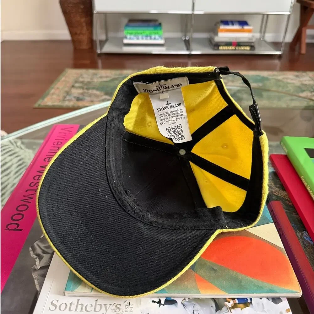 Stone Island Cotton Compass Yellow Logo Cap Hat